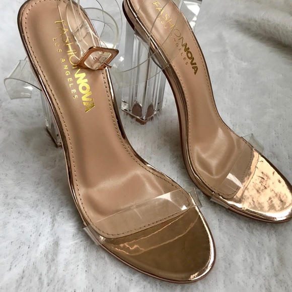 Fashion Nova “The Glass Slipper” Block Heels - Picture 2 of 3